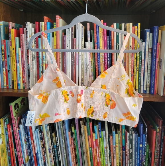 Poplin Bralette XL Tall Pink Citrus Grapefruit Cross-Front Old Navy NWT - Picture 2 of 4